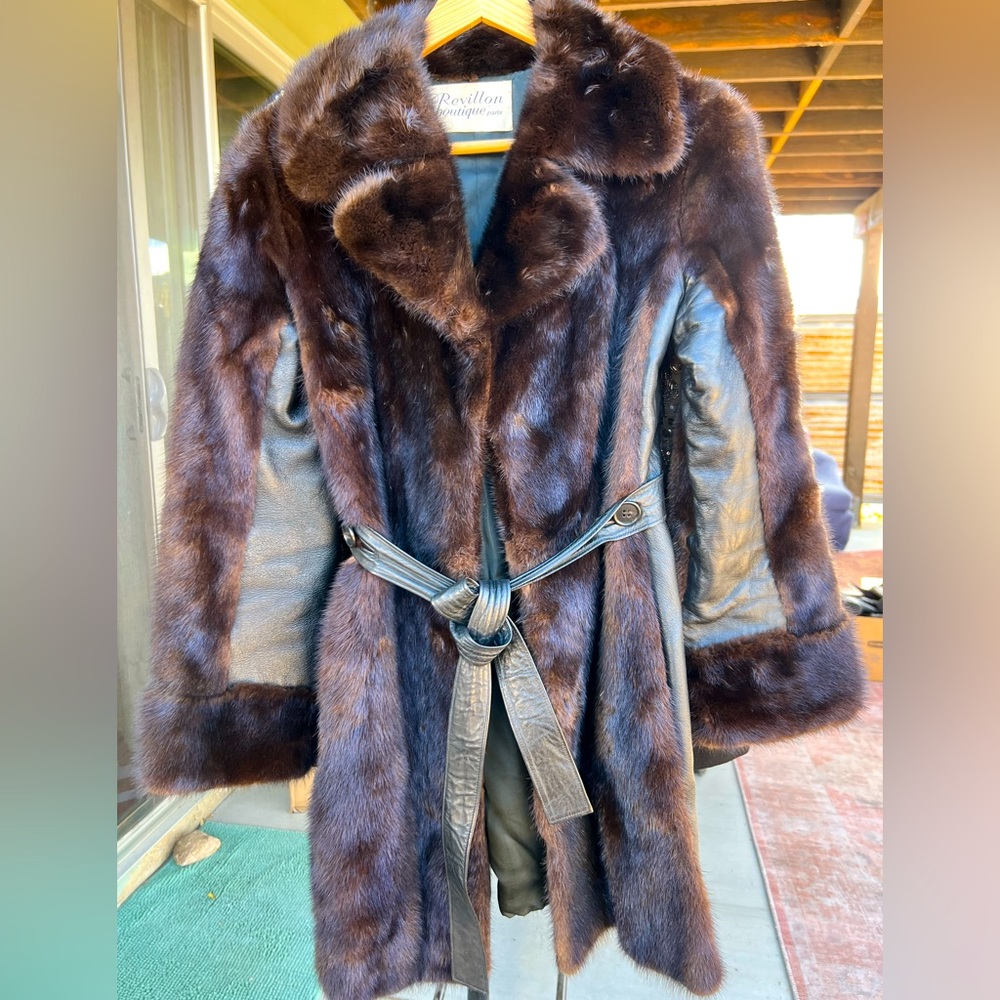 Vintage Revillon Boutique Paris Mink Fur and Leather Coat